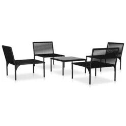 VidaXL 5-delige Loungeset Met Kussens PVC Zwart -VIDAXL fc0a94a87917408db5852cfdcf0b7bc7